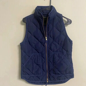 J. Crew Factory Size XS Navy Blue Vest Quilted Down Excursion High Neck Full Zip